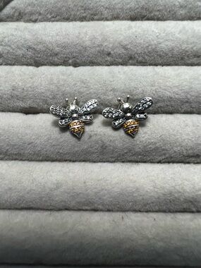 Silver Bee Stud Earrings